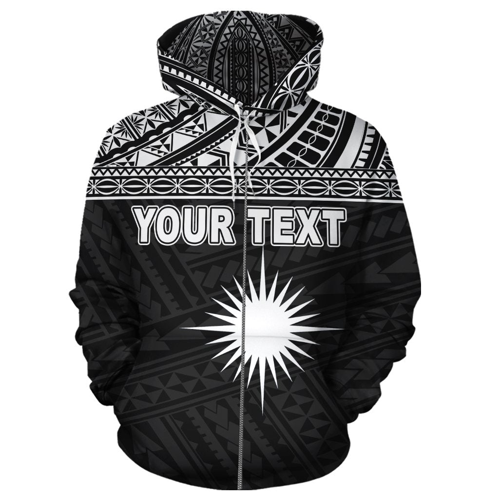 Marshall Islands Polynesian Custom Zip up Hoodie Black - Polynesian Pride