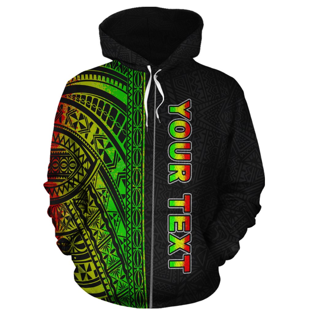 Polynesian Custom Zip up Hoodie Reggae Poly Line - Polynesian Pride