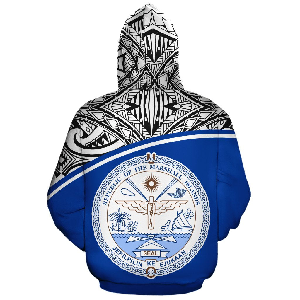 Marshall Islands Polynesian Custom Zip up Hoodie Blue Curve - Polynesian Pride