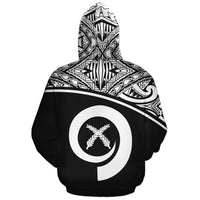 Vanuatu Polynesian Custom Zip up Hoodie Black Curve - Polynesian Pride