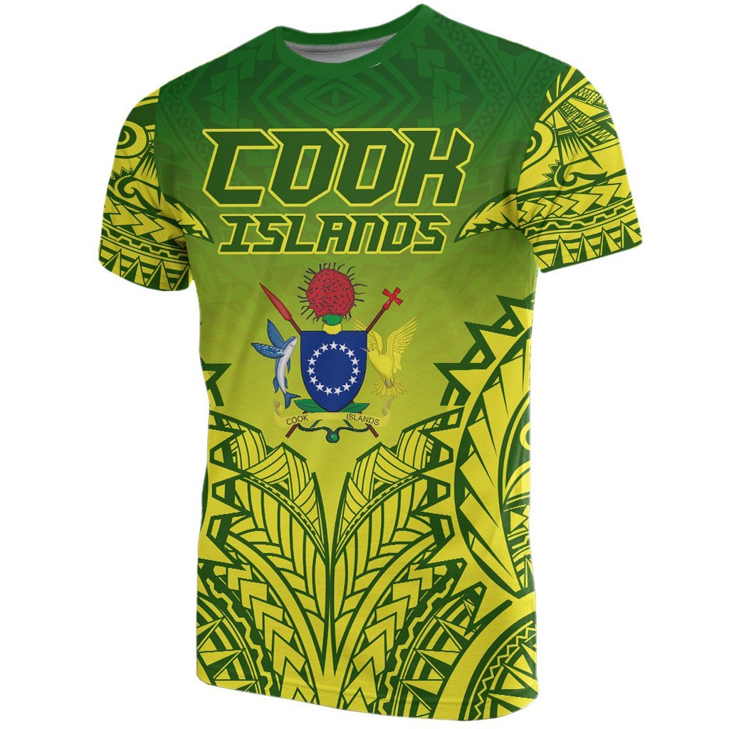 Cook Islands T Shirt Polynesian Coat of Arms Unisex Green - Polynesian Pride