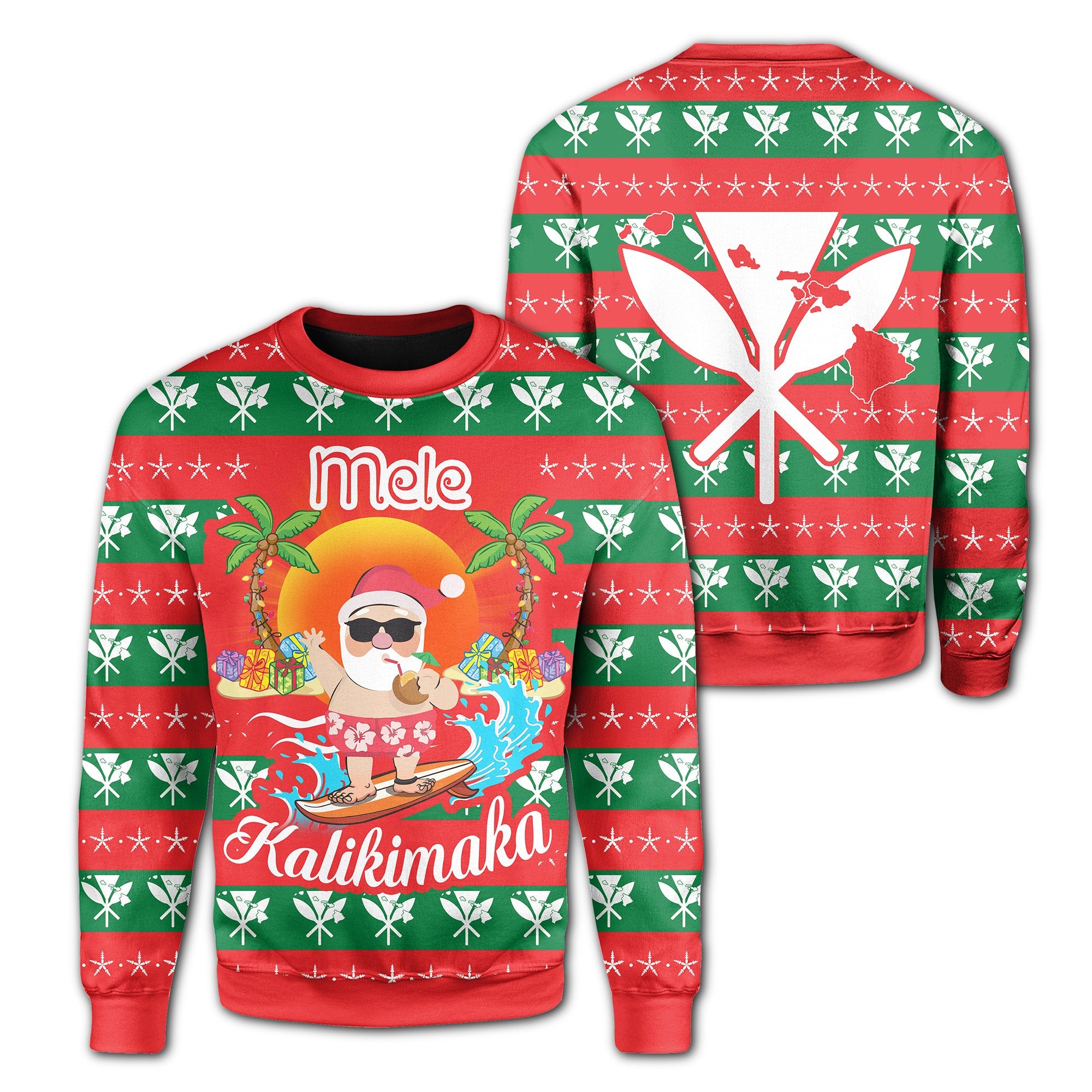 Hawaii Mele Kalikimaka Christmas Sweatshirts - Milo Style - AH Unisex Red - Polynesian Pride