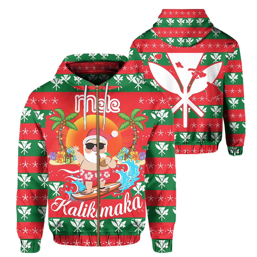 Hawaii Mele Kalikimaka Christmas Hoodie (Zip up) Milo Style Unisex Red - Polynesian Pride