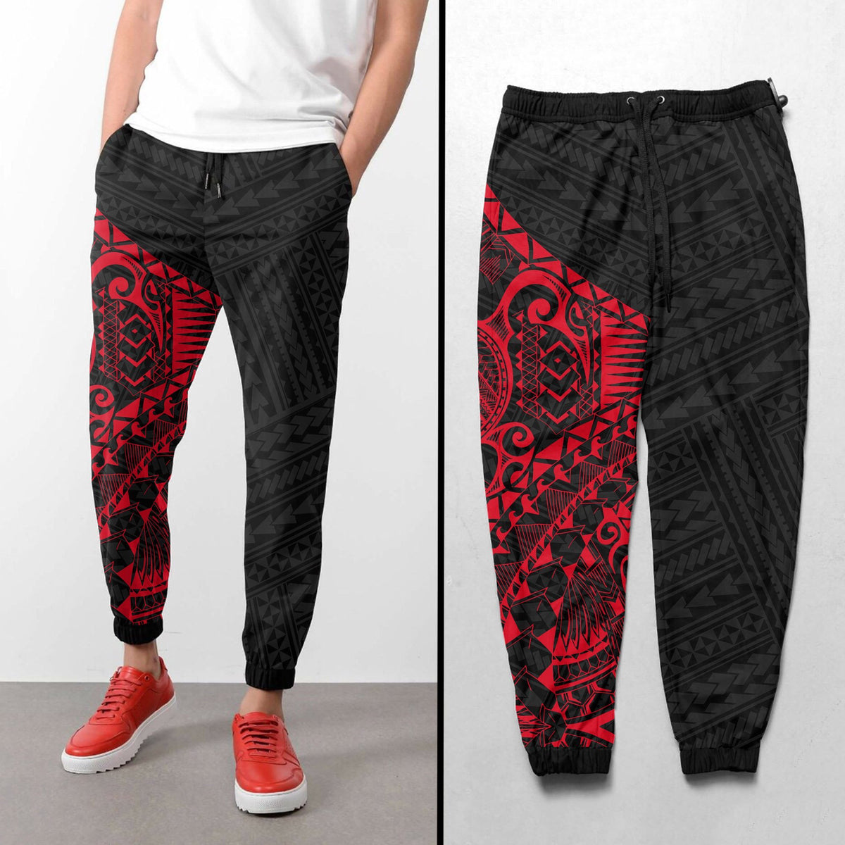 Polynesian Rising 1st Sweatpants (Red) A16 Unisex Black - Polynesian Pride
