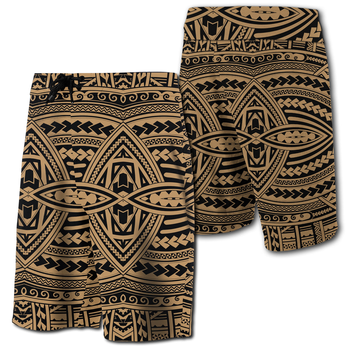 Hawaii Polynesian Seamless Board Shorts Gold Men Gold - Polynesian Pride