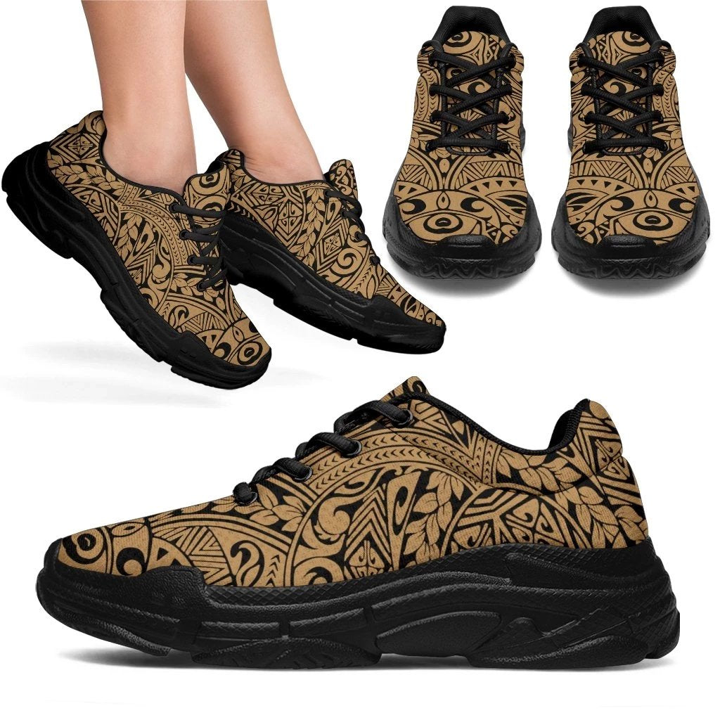 Polynesian Culture Gold Chunky Sneakers - Polynesian Pride