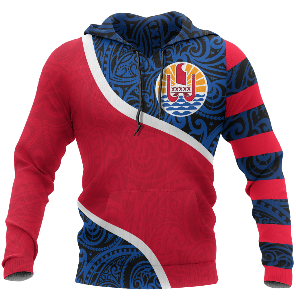 Tahiti Polynesian Custom Hoodie Ripple Style Unisex Red - Polynesian Pride