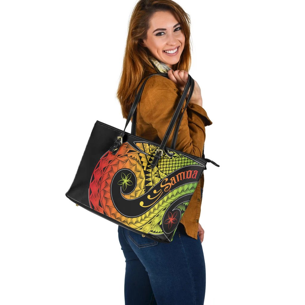 Samoa Leather Tote Bag - Samoa Polynesian Decorative Patterns - Polynesian Pride