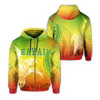 Hawaii Polynesian Zipper Hoodie Turtle Style Unisex Green - Polynesian Pride
