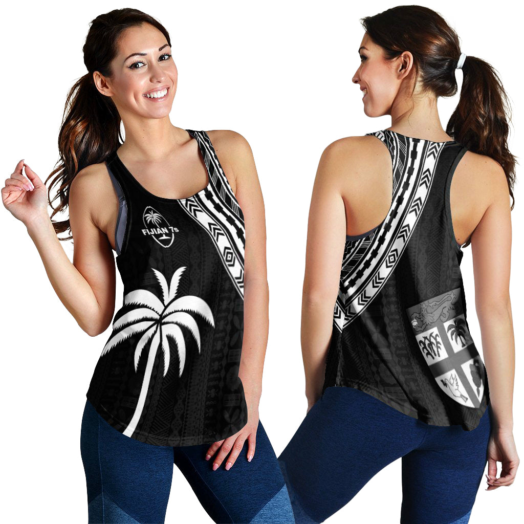 Fiji Rugby Sevens Women Racerback Tank Fijian 7s Tapa Polynesian LT13 Black - Polynesian Pride