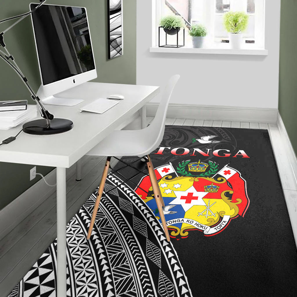 Tonga Area Rug Tongan Pattern Blithesome Version Black LT13 - Polynesian Pride