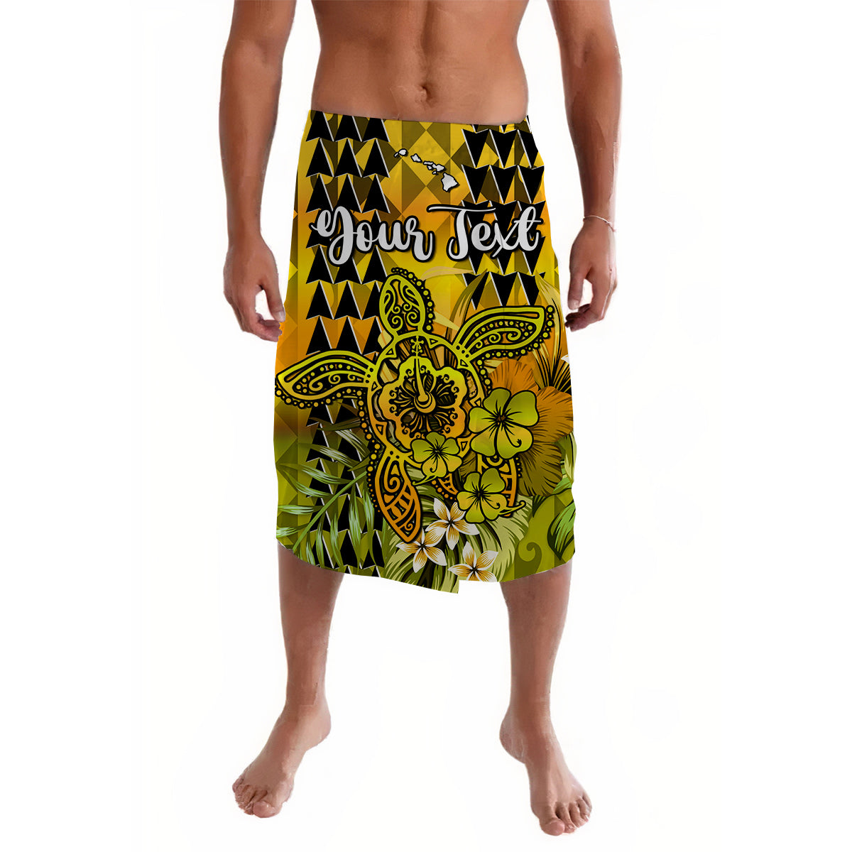 Custom Hawaii Flowers Lavalava Gold Tribal Pattern Hawaiian LT13 Gold - Polynesian Pride