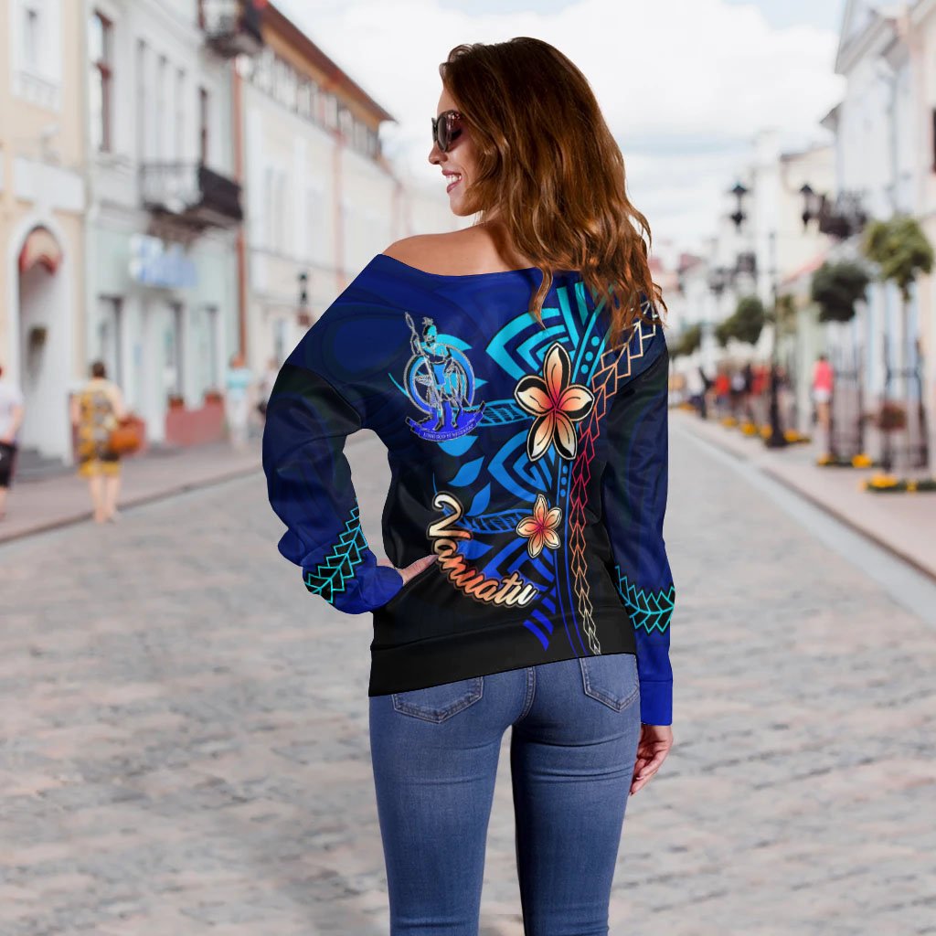 Vanuatu Women's Off Shoulder Sweater - Vintage Tribal Mountain - Polynesian Pride