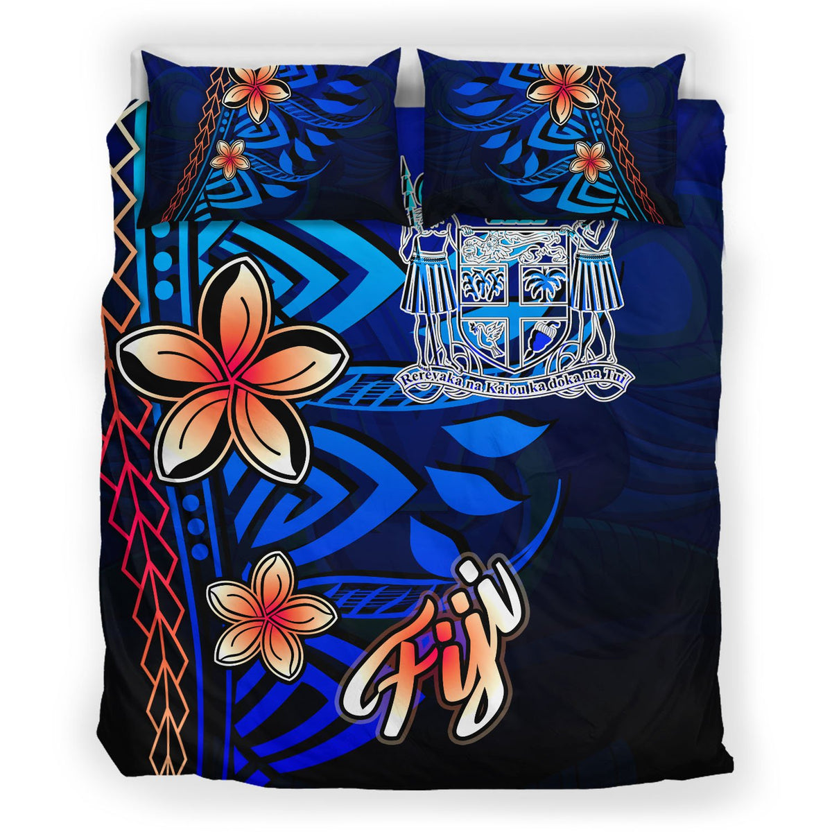Fiji Bedding Set - Vintage Tribal Mountain Crest - Polynesian Pride