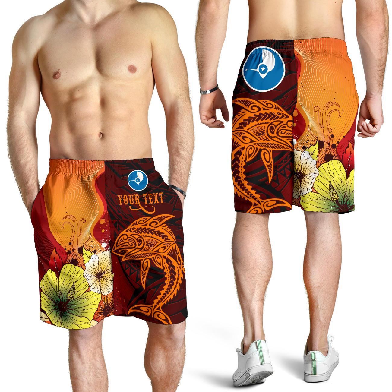 Yap Custom Personalised Men's Shorts - Tribal Tuna Fish Orange - Polynesian Pride