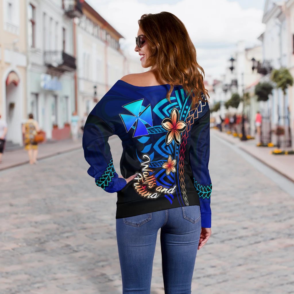 Wallis and Futuna Women's Off Shoulder Sweater - Vintage Tribal Mountain - Polynesian Pride