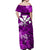 (Custom Personalised) Hawaii Off Shoulder Long Dress Map and Turtle Purple Flowers LT13 - Polynesian Pride