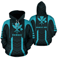 Hawaii Kanaka Polynesian Hoodie Blue Unisex Black - Polynesian Pride