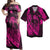 Matching Dress and Hawaiian Shirt Hawaii Fish Hook Hibiscus Banzai Surfing Polynesian Pink RLT14 - Polynesian Pride