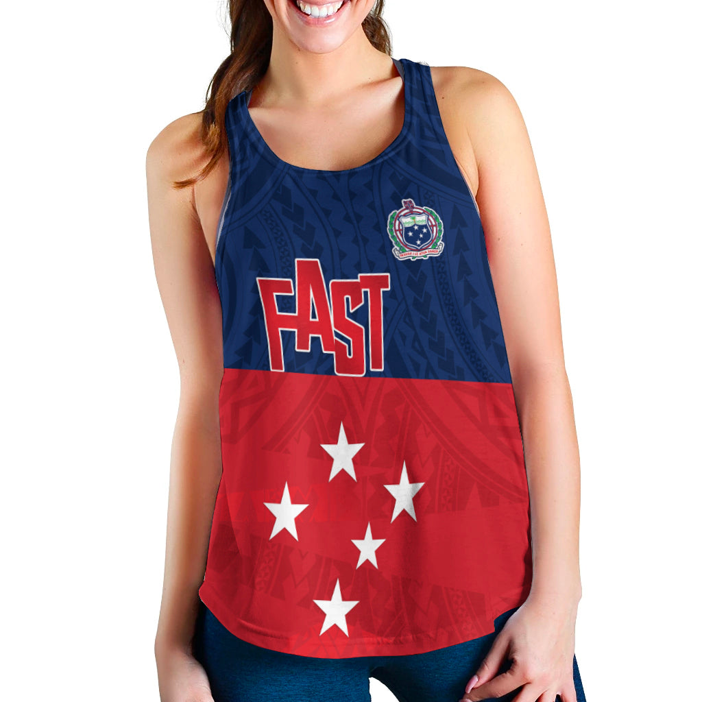 F.A.S.T Samoa Women Racerback Tank Polynesian Enthusiasm LT13 Blue - Polynesian Pride