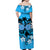 Hawaii Skull Off Shoulder Long Dress Mysterious Polynesia and Blue Flowers LT13 - Polynesian Pride