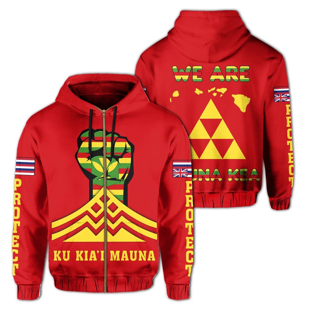 Hawaii Mauna Kea Strong Zipper Hoodie Unisex Art - Polynesian Pride