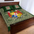 (Custom Personalised) Tonga Pattern Quilt Bed Set Coat of Arms - Green and Beige LT4 - Polynesian Pride