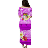 (Custom Personalised) Fiji Puletasi Dress Purple Tapa Pattern Fijian Plumeria Flowers LT13 - Polynesian Pride