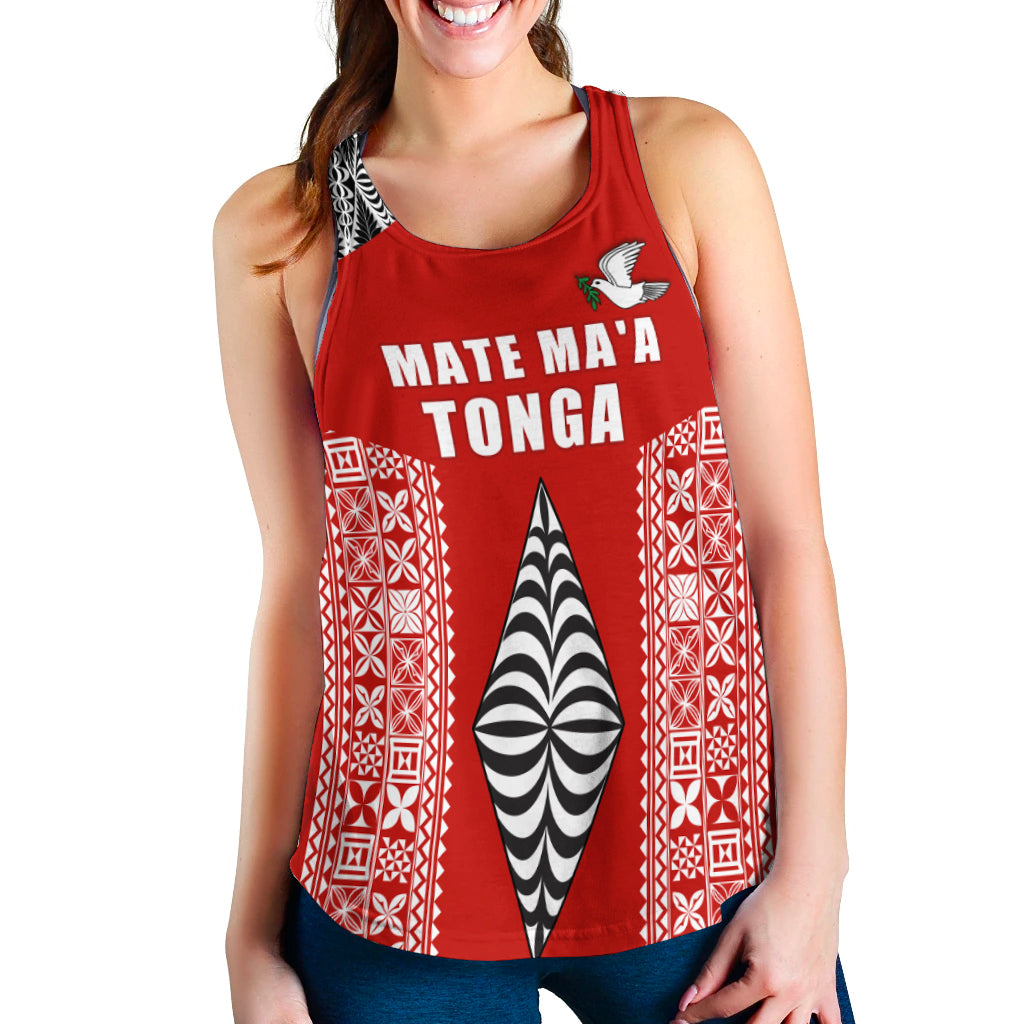 Tonga Rugby Women Racerback Tank - Mate Ma'a Tonga LT13 Red - Polynesian Pride