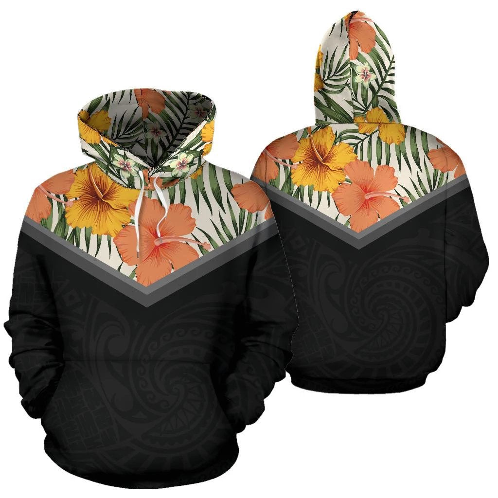 Hawaii Yellow Hibiscus Hoodie Unisex Black - Polynesian Pride