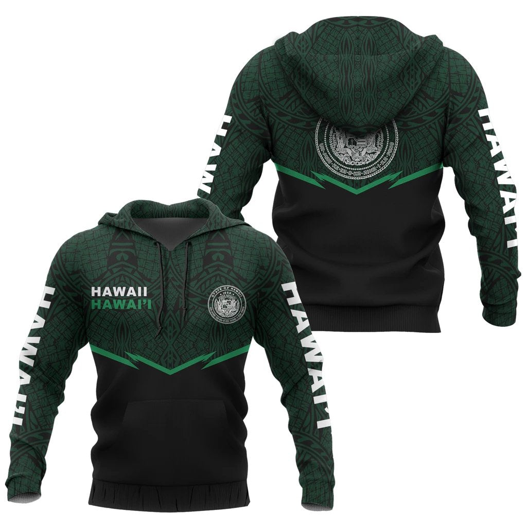 Hawaii Polynesian Hoodie Green Energy Style Unisex Green - Polynesian Pride