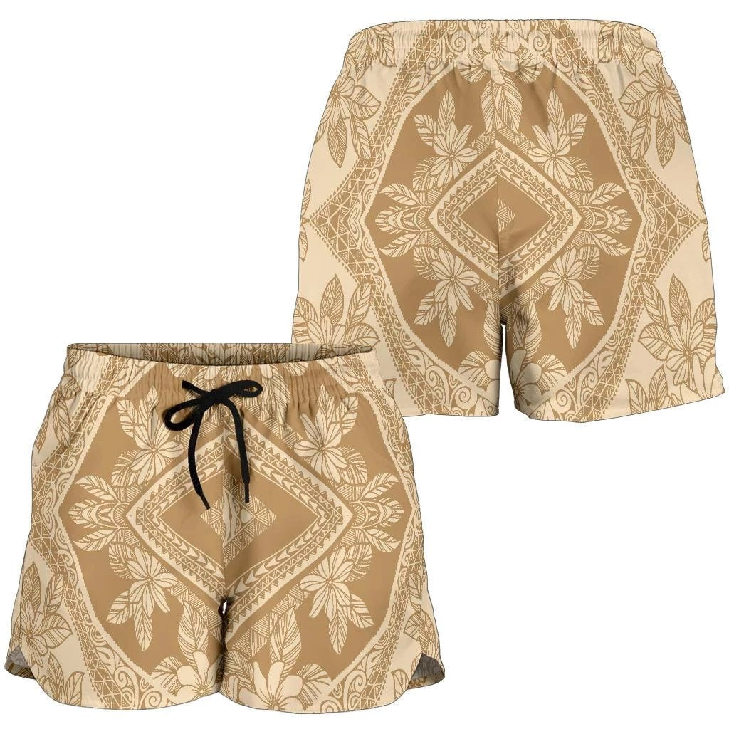 Polynesian Plumeria Mix Gold Women's Short Women Gold - Polynesian Pride