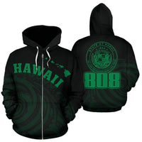 Hawaii Polynesia Hoodie Green Tatau Style Unisex Green - Polynesian Pride