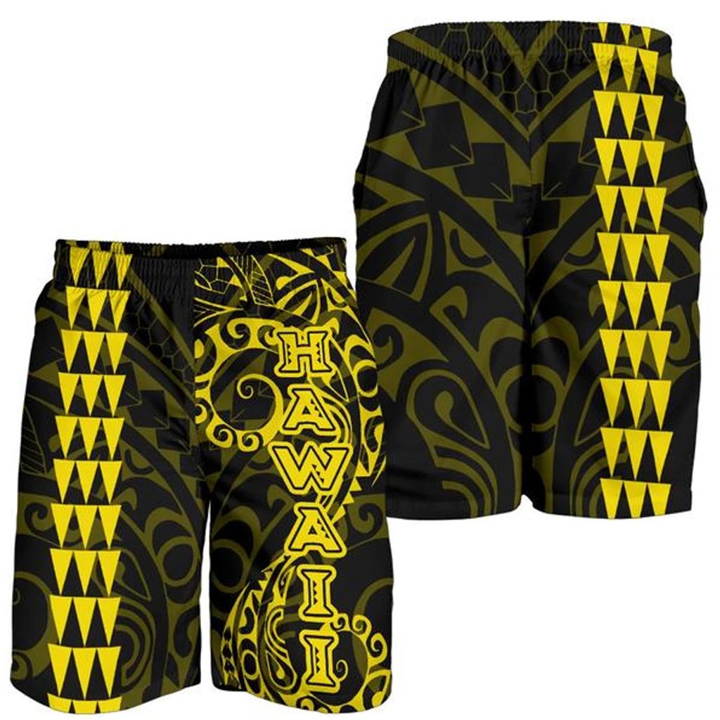 Hawaii Tribal Yellow Men's Shorts Yellow - Polynesian Pride