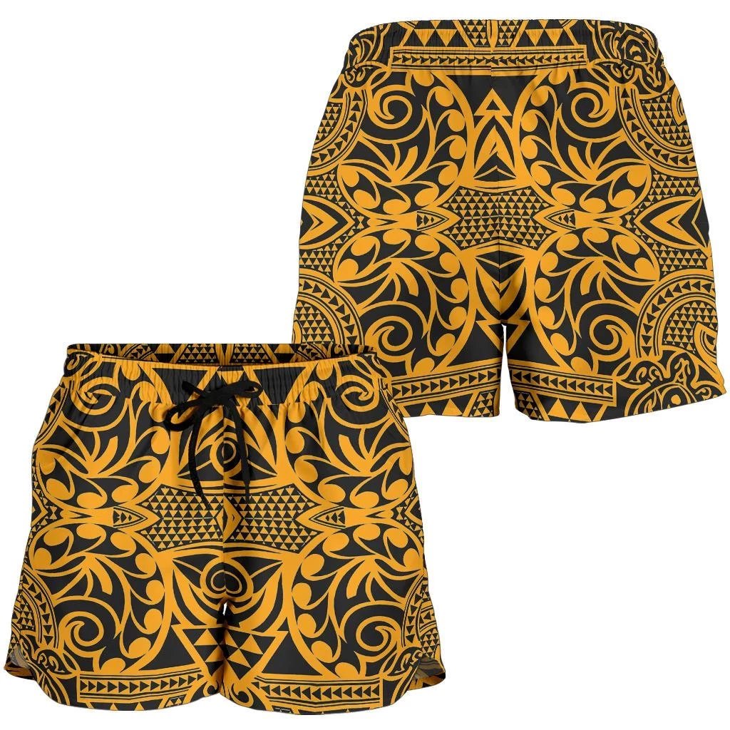 Polynesian Kakau Turtle Old Women's Short Women Black - Polynesian Pride