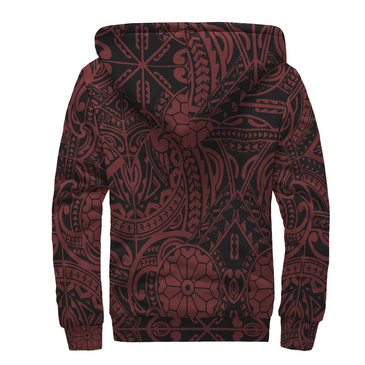 Polynesian Patterns Sherpa Hoodie - Red Style - Polynesian Pride
