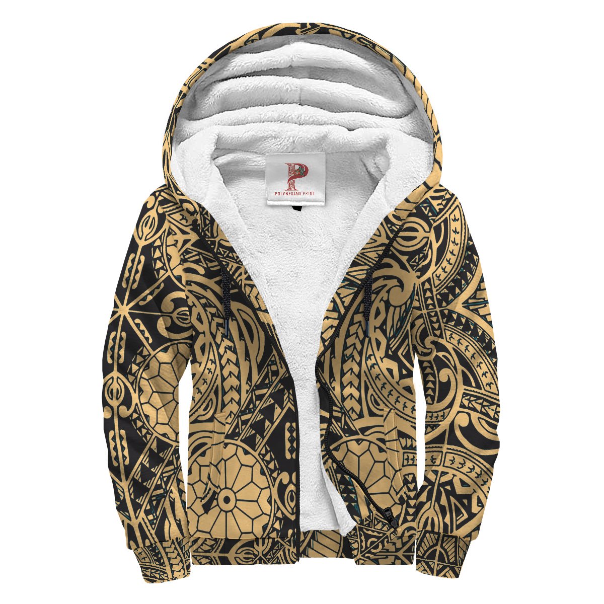 Polynesian Patterns Sherpa Hoodie - Gold Style - Polynesian Pride