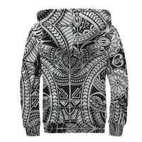 Polynesian Patterns Sherpa Hoodie - Black White Style - Polynesian Pride