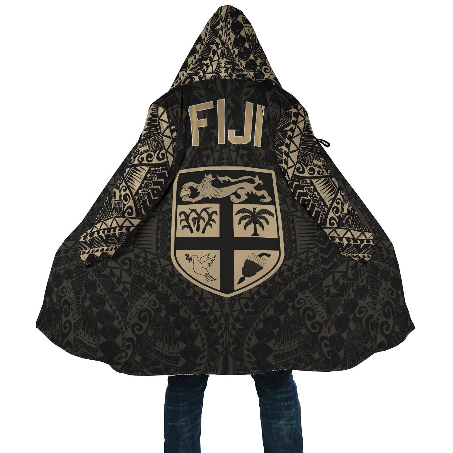 Fiji All Over Print (Women/Men) Cloak A7 Unisex Black - Polynesian Pride