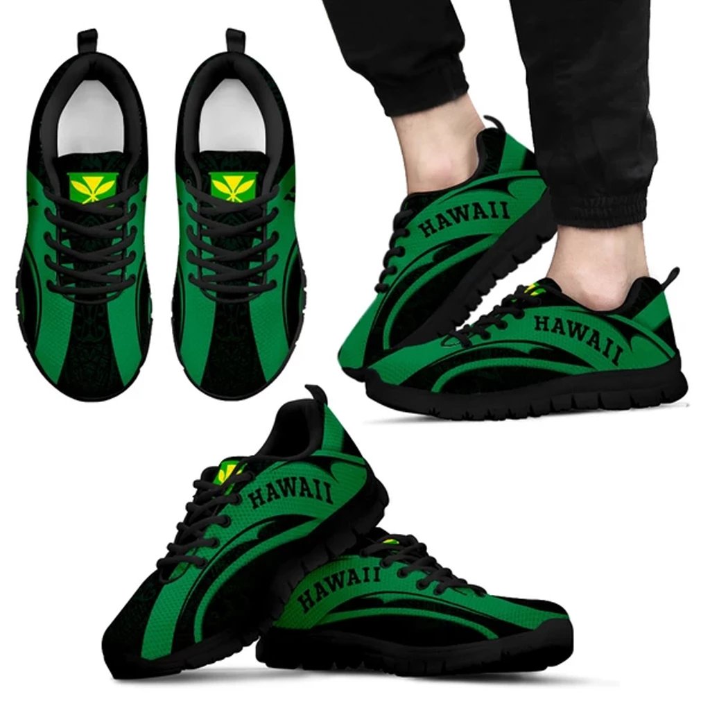 Hawaii Polynesian Sneakers - Camber Style Green Men's Sneakers Black - Polynesian Pride