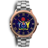 Cook Islands Coat Of Arms Rose Gold Watch Silver Metal Link Gold - Polynesian Pride