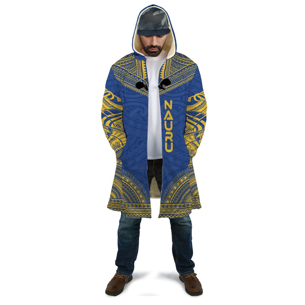 Nauru Flag Polynesian Chief Cloak Unisex Blue - Polynesian Pride