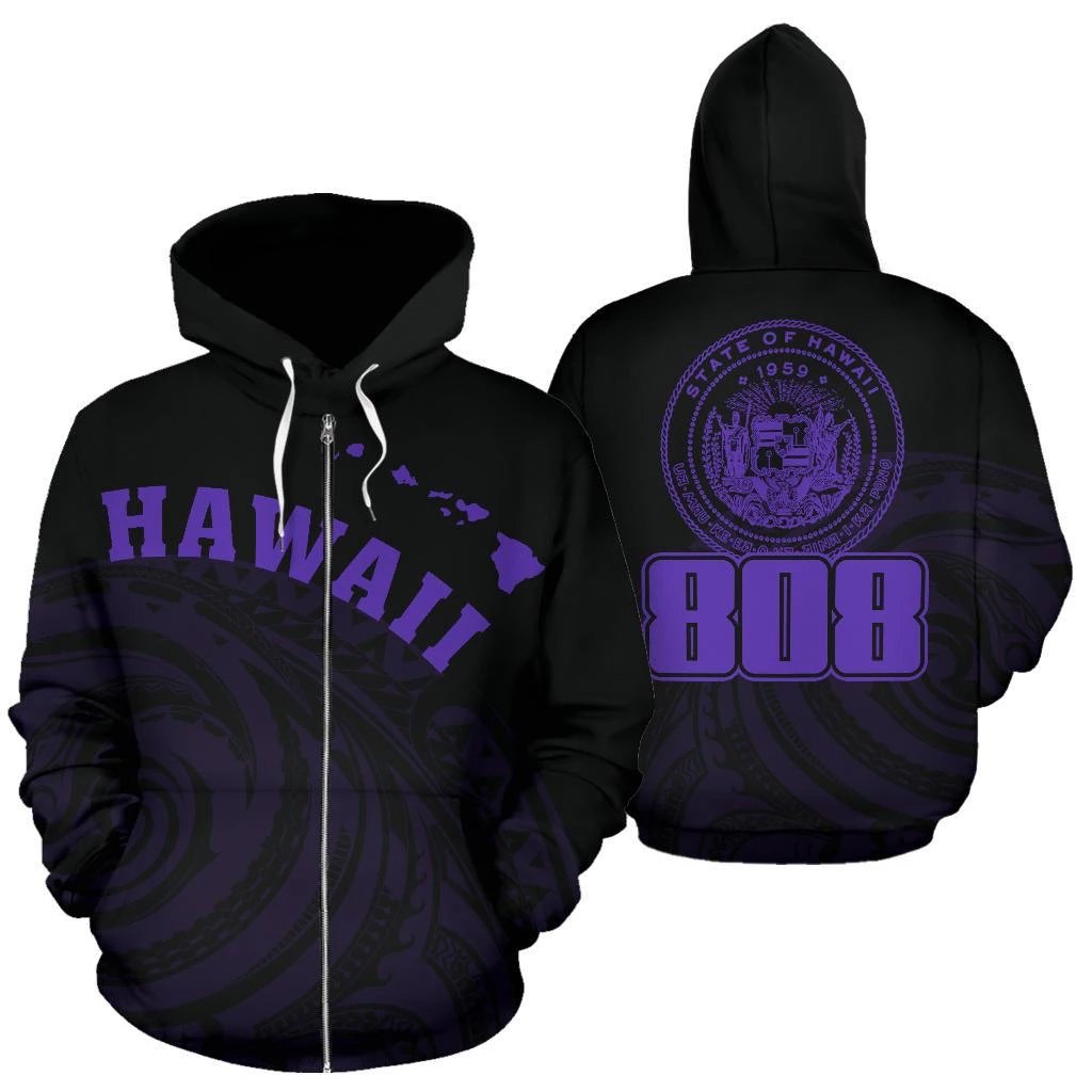 Hawaii Polynesia Hoodie Violet Tatau Style Unisex Violet - Polynesian Pride