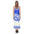 Polynesian V - Neck Open Fork Long Dress - Blue Hibiscus - Polynesian Pride