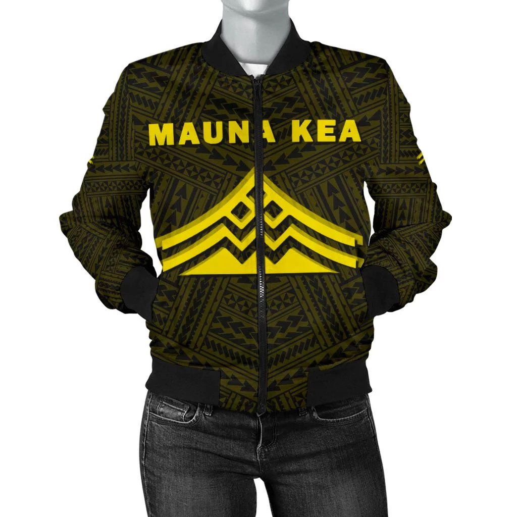 Hawaii Mauna Kea Polynesian Women's Bomber Jacket Yellow Yellow - Polynesian Pride