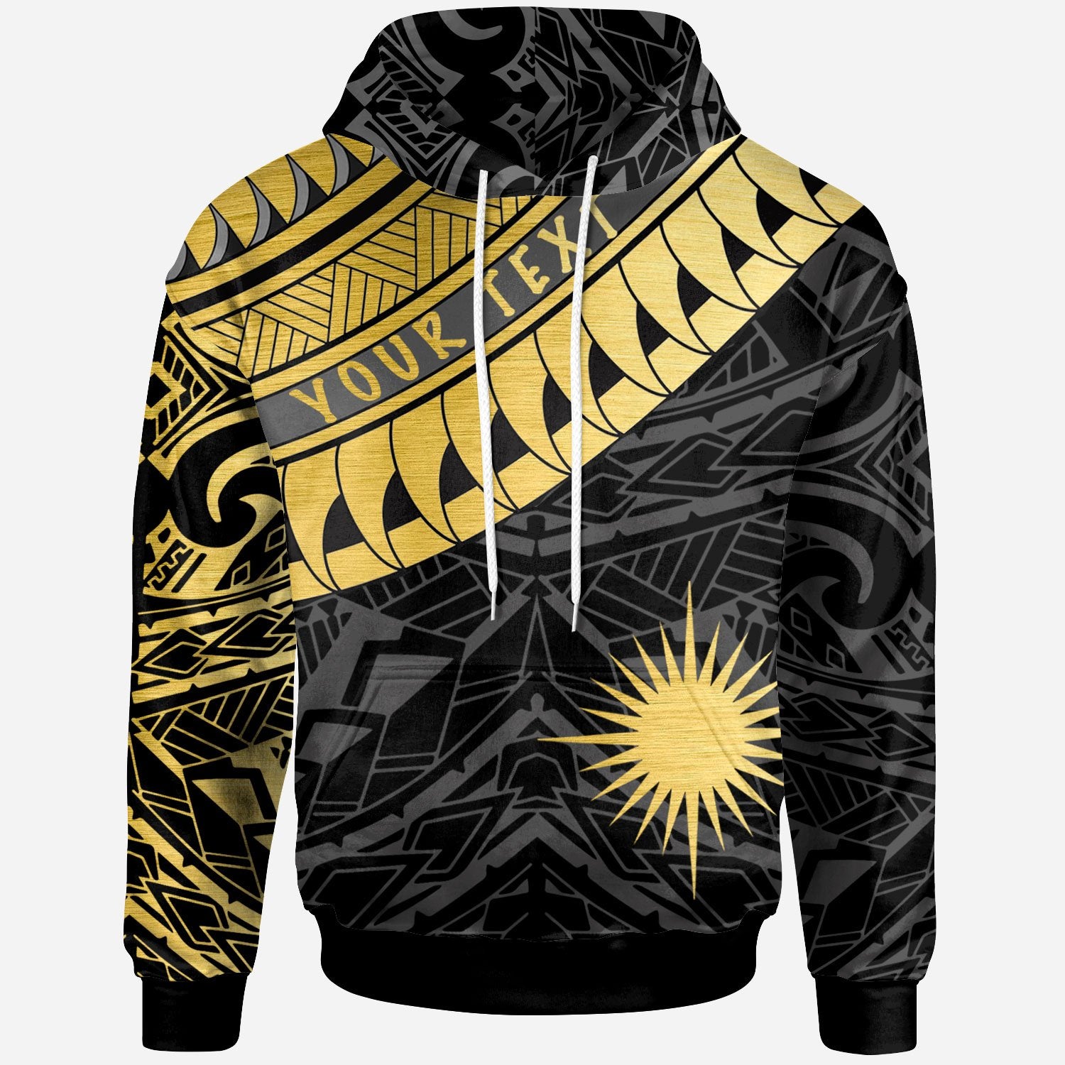 Marshall Islands Custom Hoodie Marshall Islands Ginger Lei Pattern Gold Unisex Gold - Polynesian Pride