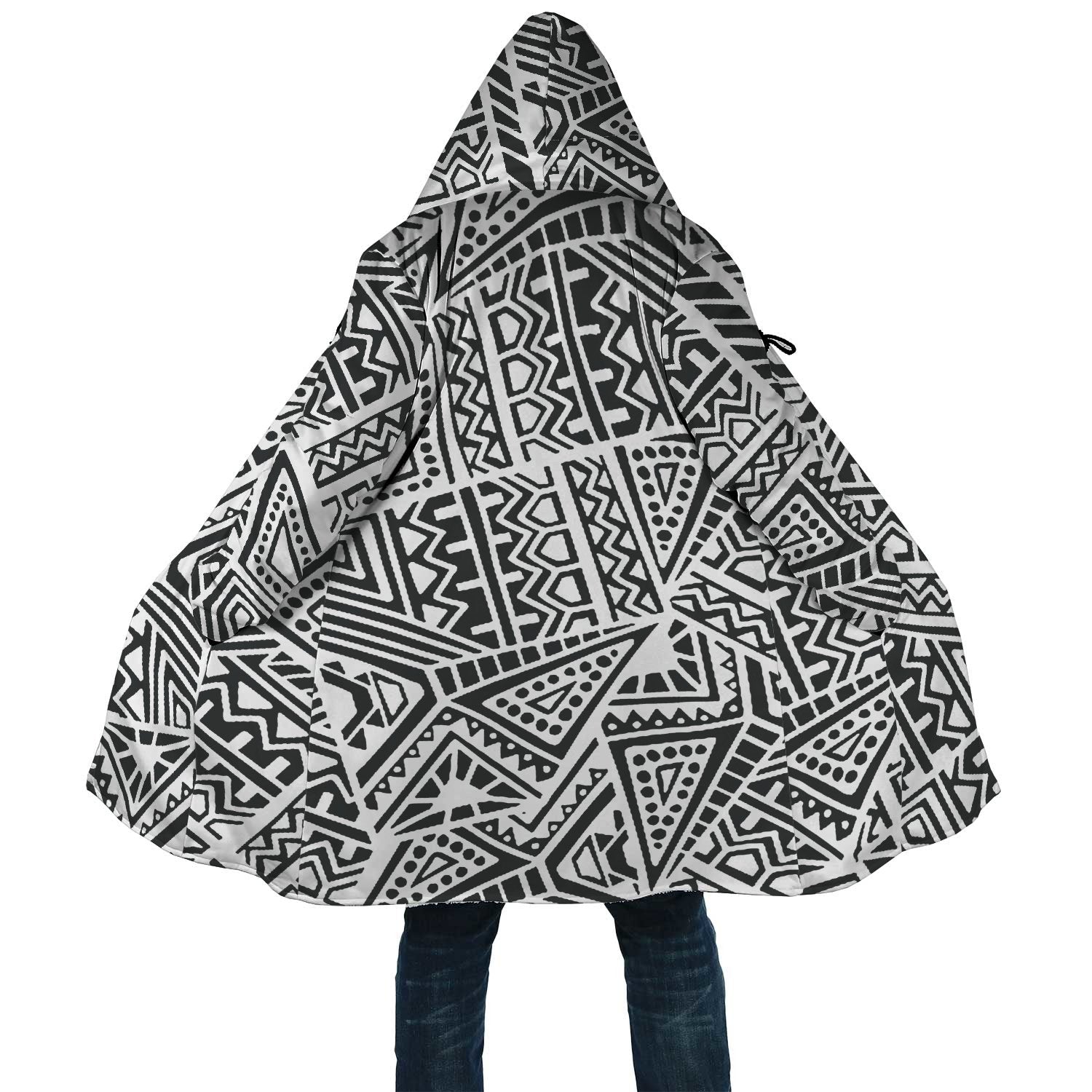 Polynesian All Over Print Cloak 01 Unisex Black - White - Polynesian Pride