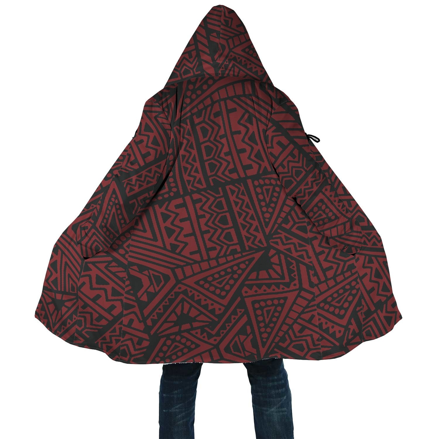 Polynesian All Over Print Cloak 07 Unisex Black - Red - Polynesian Pride