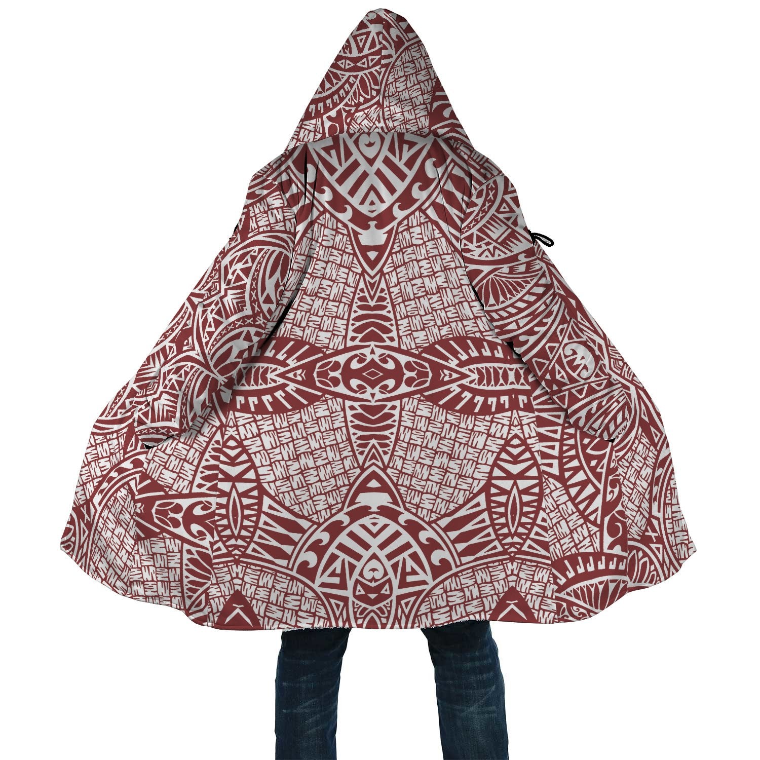 Polynesian All Over Print Cloak 17 Unisex White - Red - Polynesian Pride