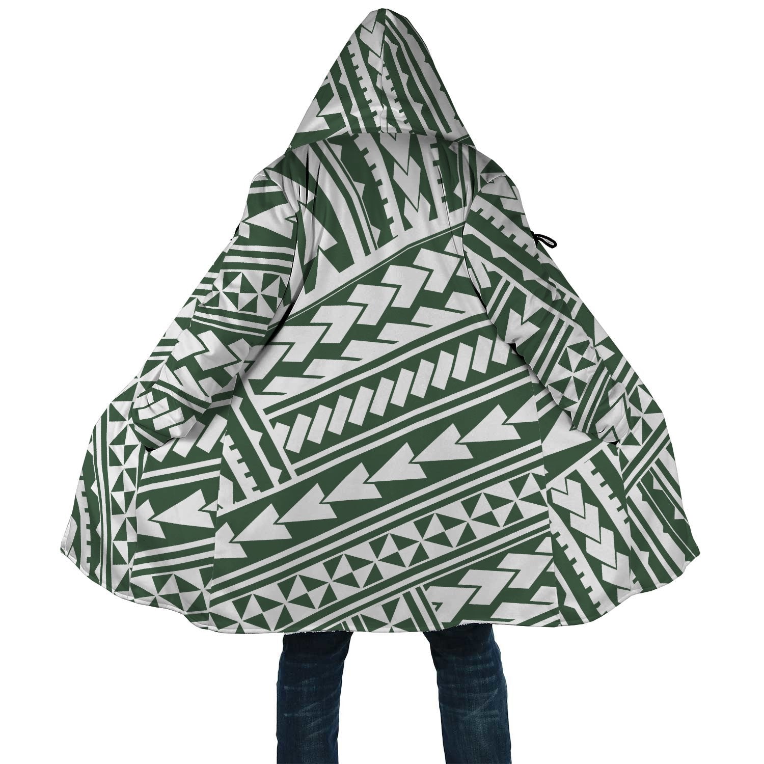 Polynesian All Over Print Cloak 25 Unisex White - Green - Polynesian Pride